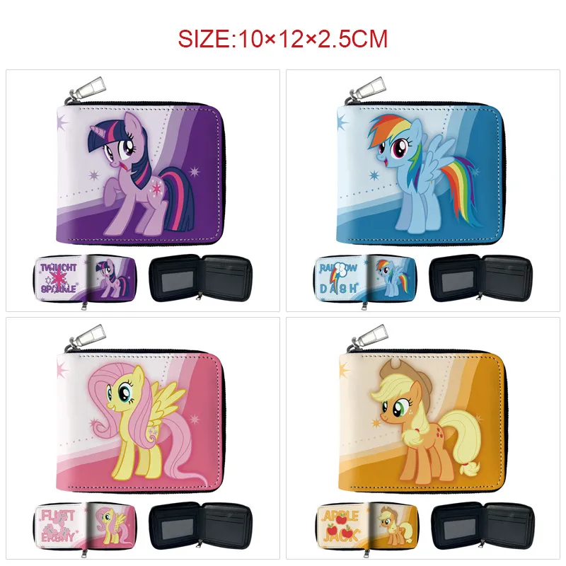 My Little Pony Inspired Cute Bi-Fold Wallet – Kids Coin Purse & Card Holder with Unicorn & Pony Print, Compact Vegan Leather Card Case for Students & Fans
